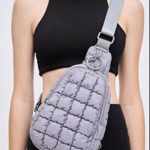 Gray Quilted Crossbody Bag